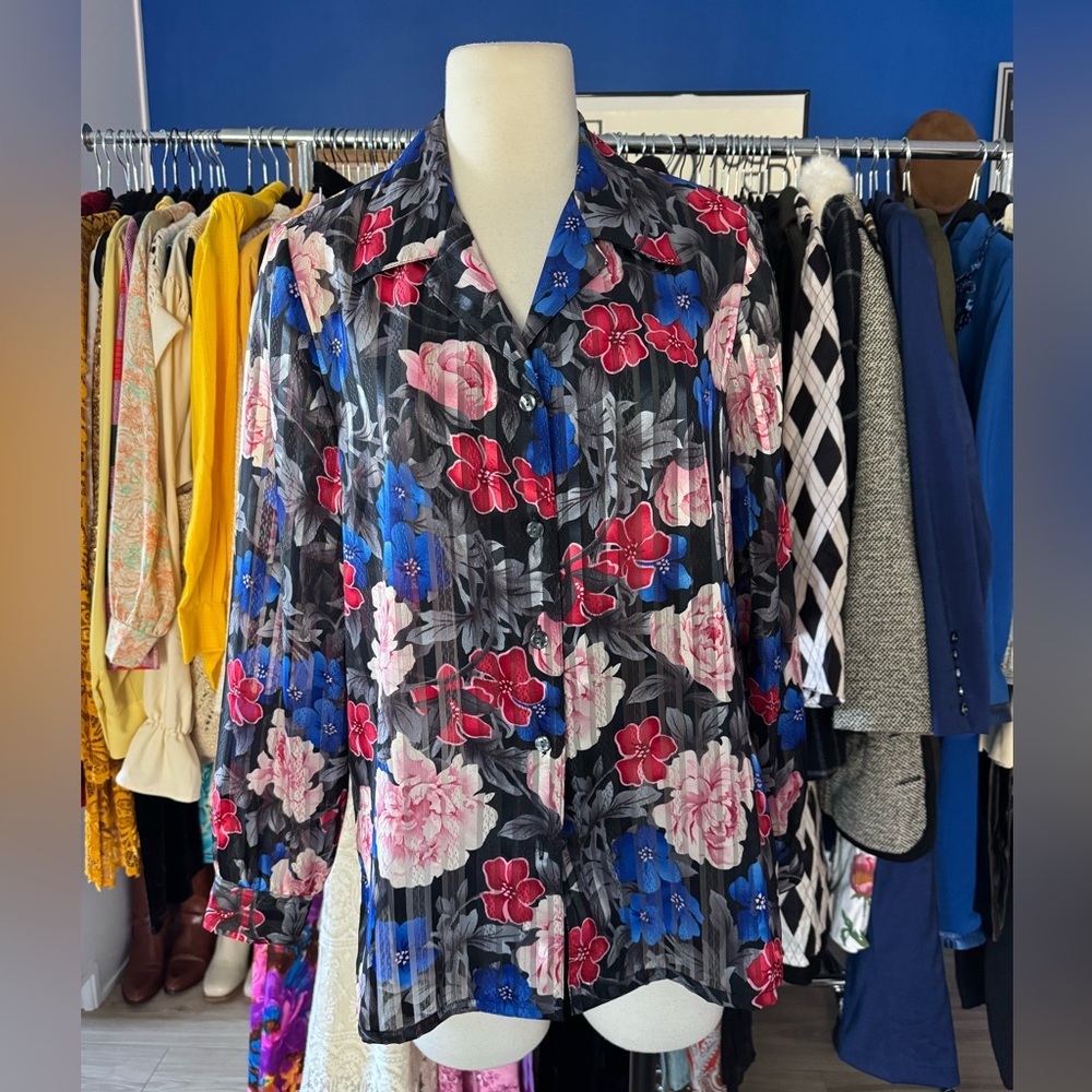 Alia Floral Chiffon Button-Up Blouse